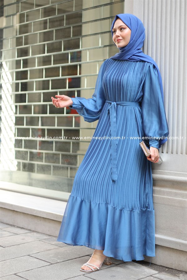 Pırlanta Abiye Elbise Mavi