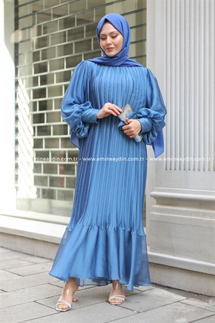 Pırlanta Abiye Elbise Mavi