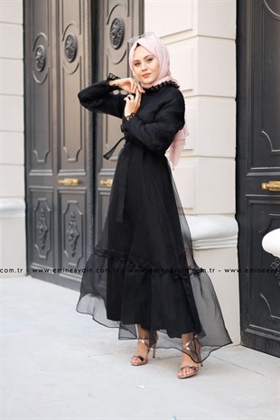 Siyah Prenses Organze Elbise